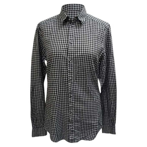 Dolce & Gabbana Gingham Button-Down Shirt in Black and White Cotton